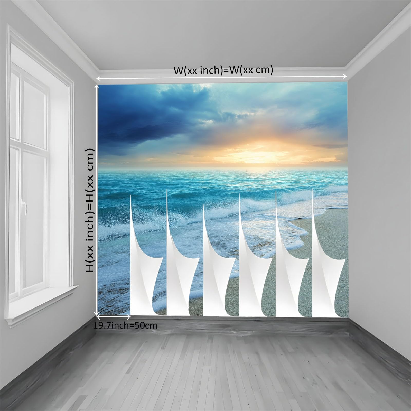 Generisch Tapeta panoramiczna 3D 350 x 256 cm (szer. x wys.), do salonu, sypialni, jasnoniebieska, odporna na promieniowanie UV, tapeta z włókniny, surrealistyczna, ciepła tapeta z wzorem