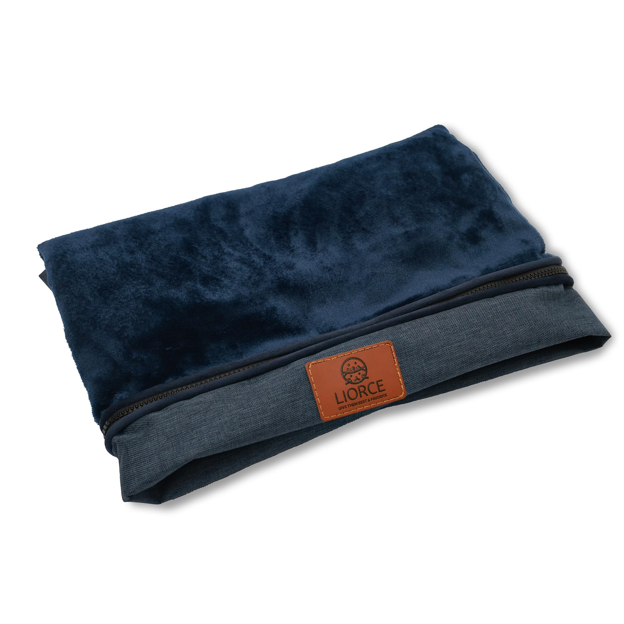 LIROCE Washable Dog Bed Cover Replacement, Large Wrap-Around Zipper Cover for Orthopedic Memory Faom Dog Bed (35x23x4 inches), Navy
