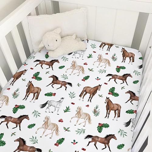 Miniatura 9 de Sábana bajera ajustable para cuna de bebé, diseño de animales del bosque, 52 x 28 pulgadas, diseño de animales de Navidad, oso, zorro, búho, hojas