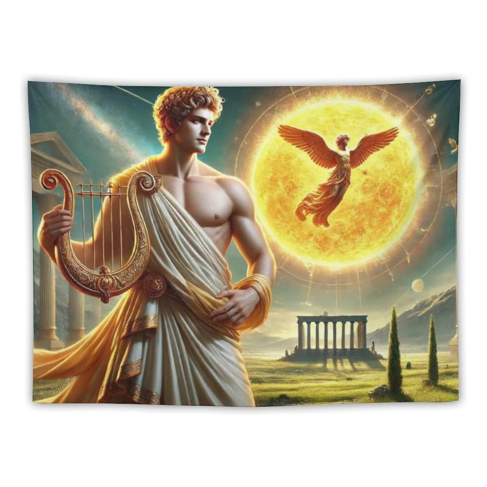 Greek Mythology Poster Apollo - God of The Sun Tapestries Art Print Wall Photo Paint Tapestry Hanging Picture Family Bedroom Decor Gift 30"x40"
