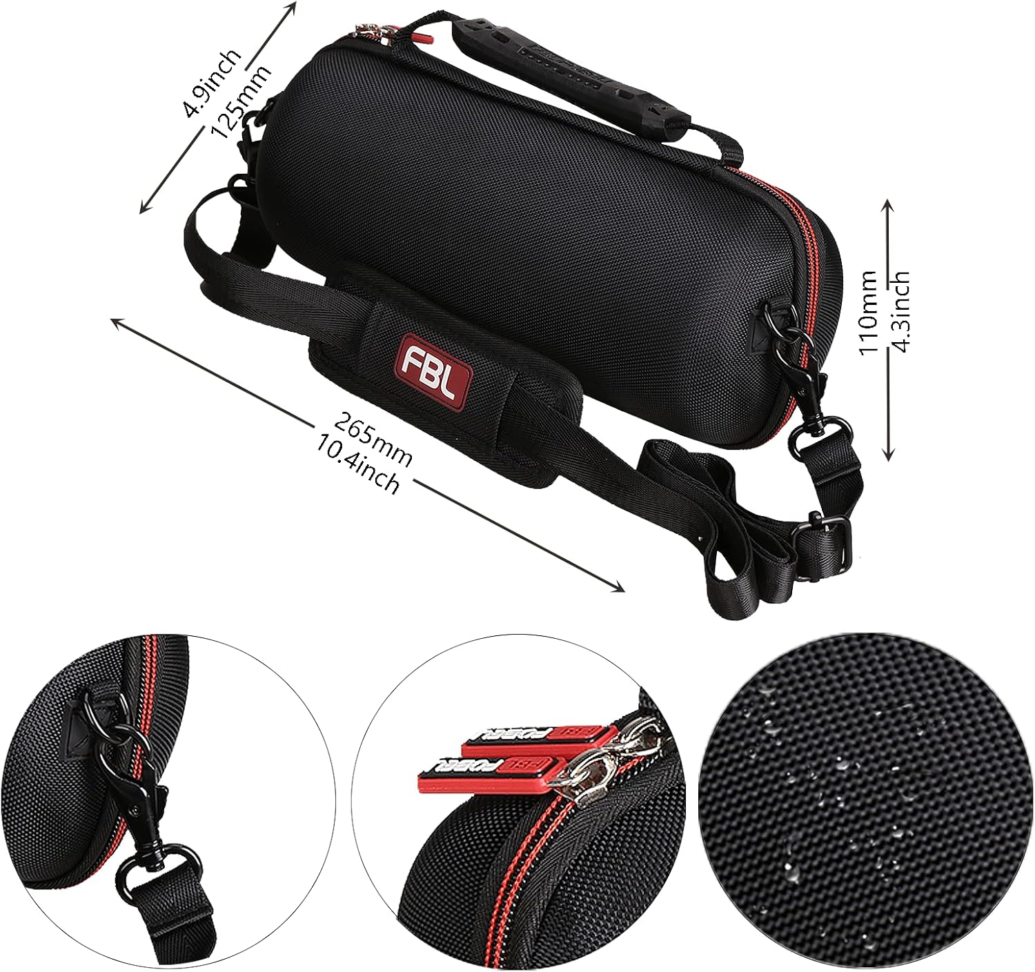 FBLFOBELI Hard Carrying Case for JBL Charge 4 / Charge 5 Waterproof Bluetooth Speaker, Protective Bag with Shoulder Strap - Image 6