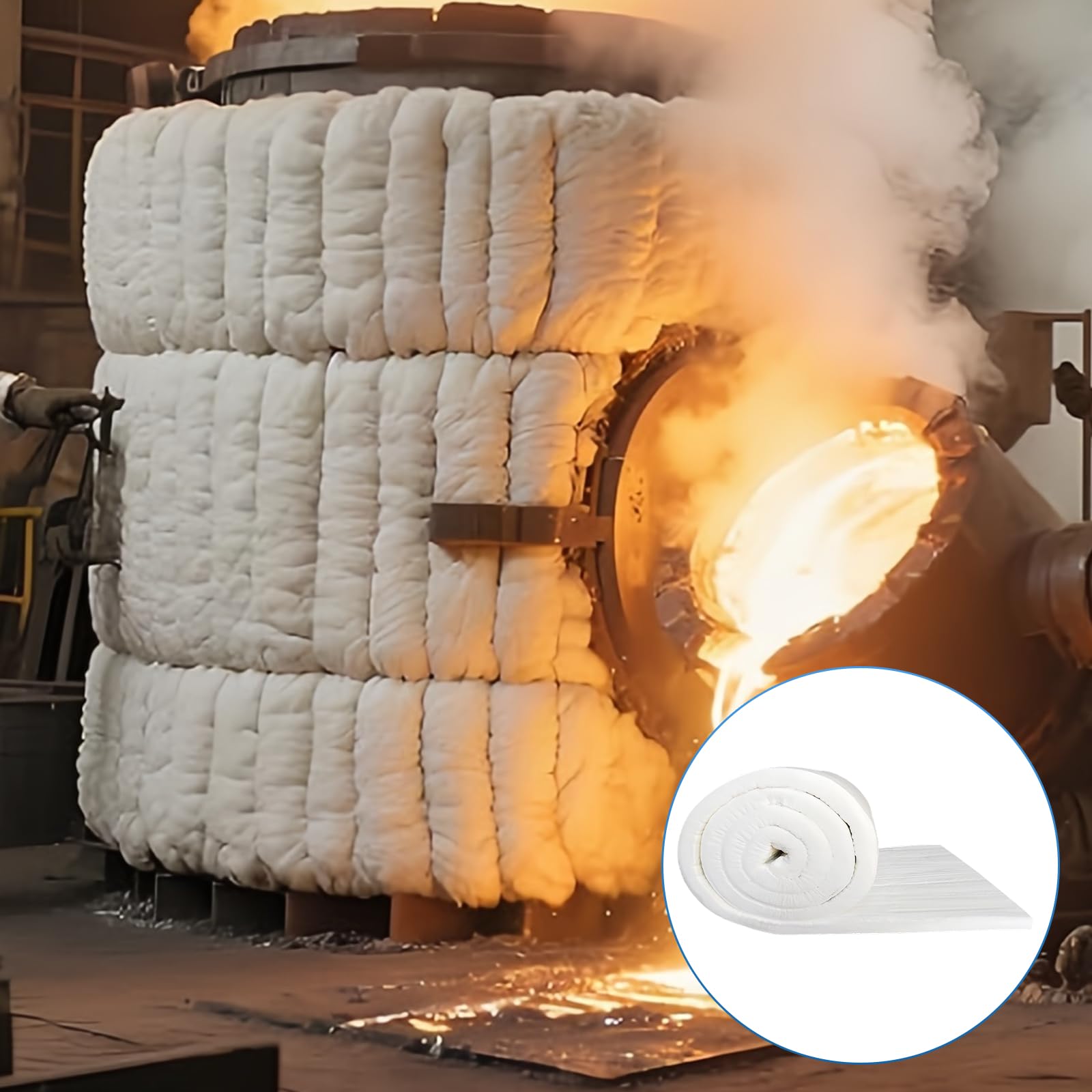 Manta Aislante de Fibra Cerámica 400x610x25mm (2 piezas) - Alfombrilla Ignífuga para Estufas de Pellets, Forjas y Tubos de Alta Temperatura | Lana Cerámica Resistente a 1260°C
