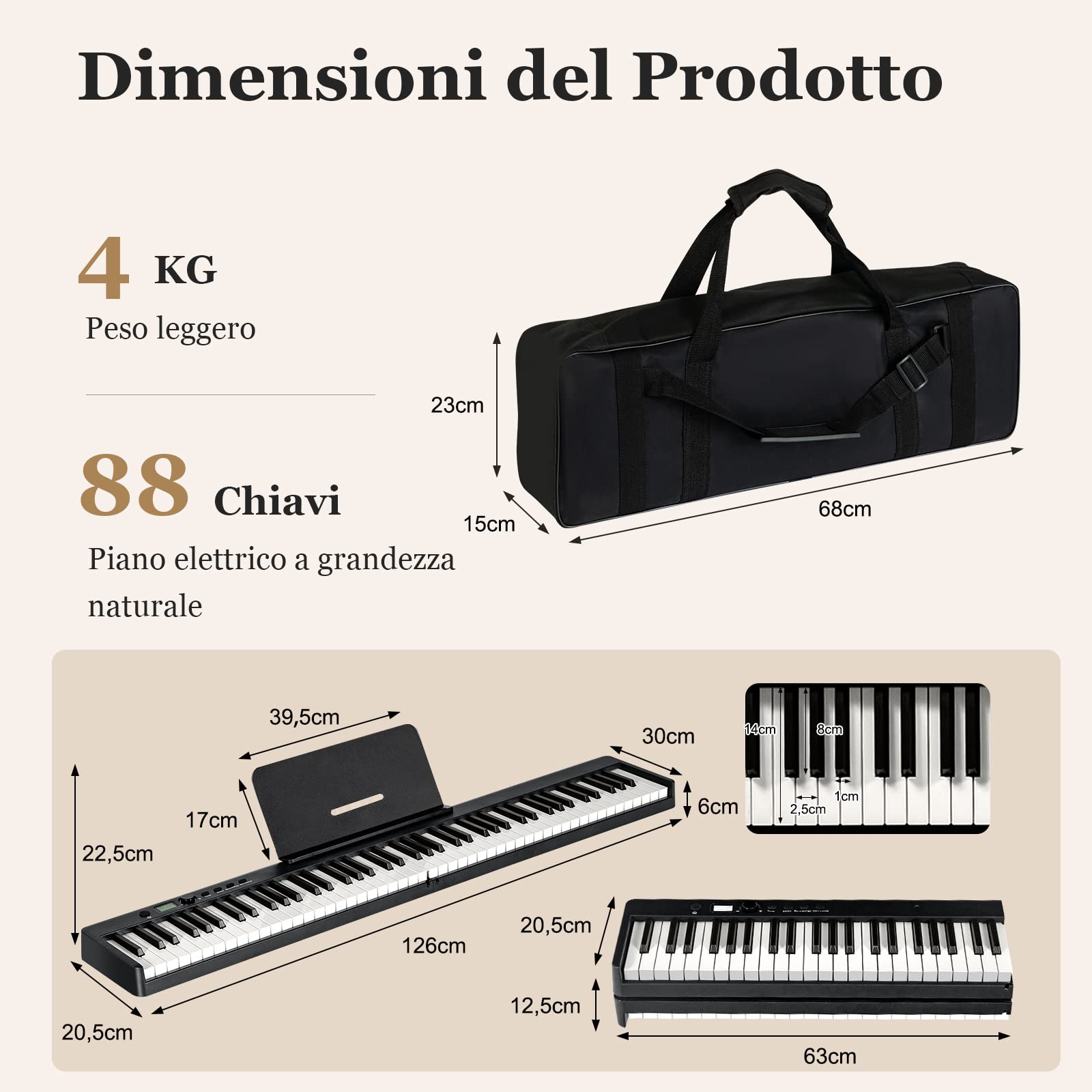 COSTWAY Tastiera Elettronica 88 Tasti Illuminati, Pianoforte Digitale Pieghevole Portatile con Custodia, Sustain Pedali, Modalità di Insegnamento, MP3/USB/MIDI/Bluetooth (Nero)