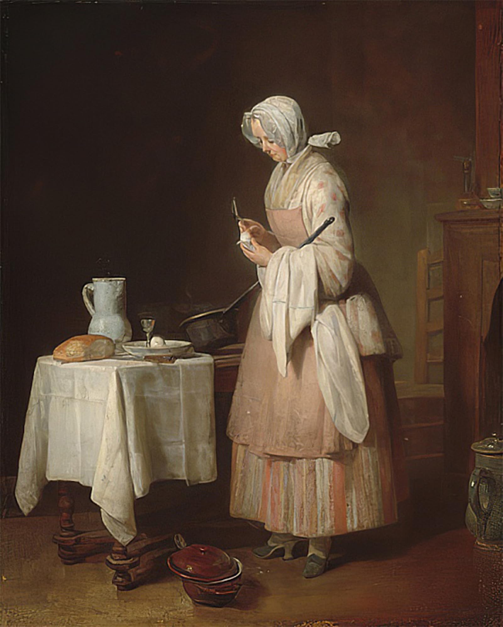 SERENDIPITP Abstract Painting Mural Print Picture Wall Decor Painting the Attentive Nurse by Jean Baptiste Simeon Chardin Vintage Wall Artwork for Home Decor 60x90cm