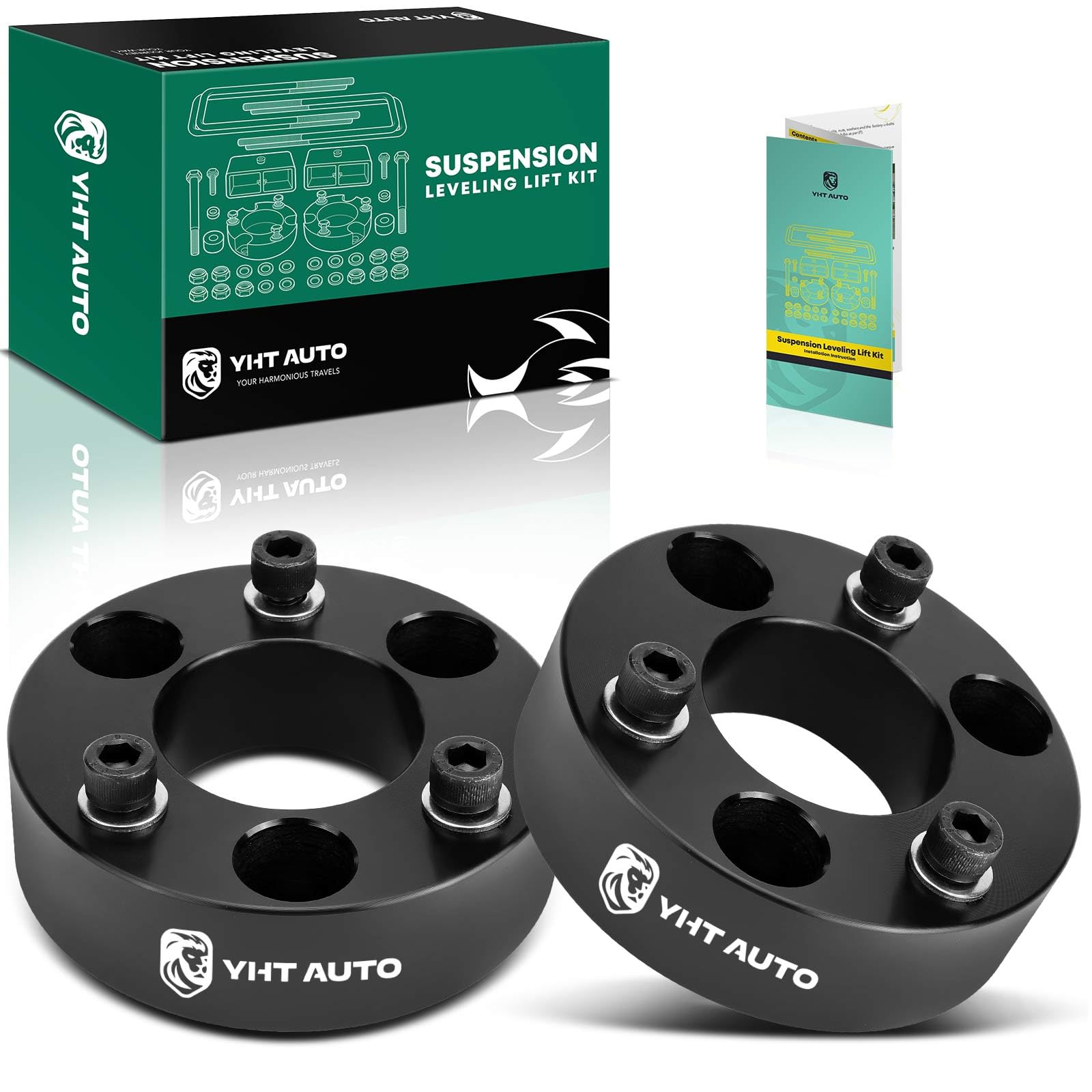 YHTAUTO 2.5 inch Front Leveling Lift Kit Compatible with 2005-2019 Nissan Frontier, 2005-2015 Xterra, RWD/4WD, Aluminum Strut Spacers Suspension Leveling Kit w/Hardware Kit Set of 2