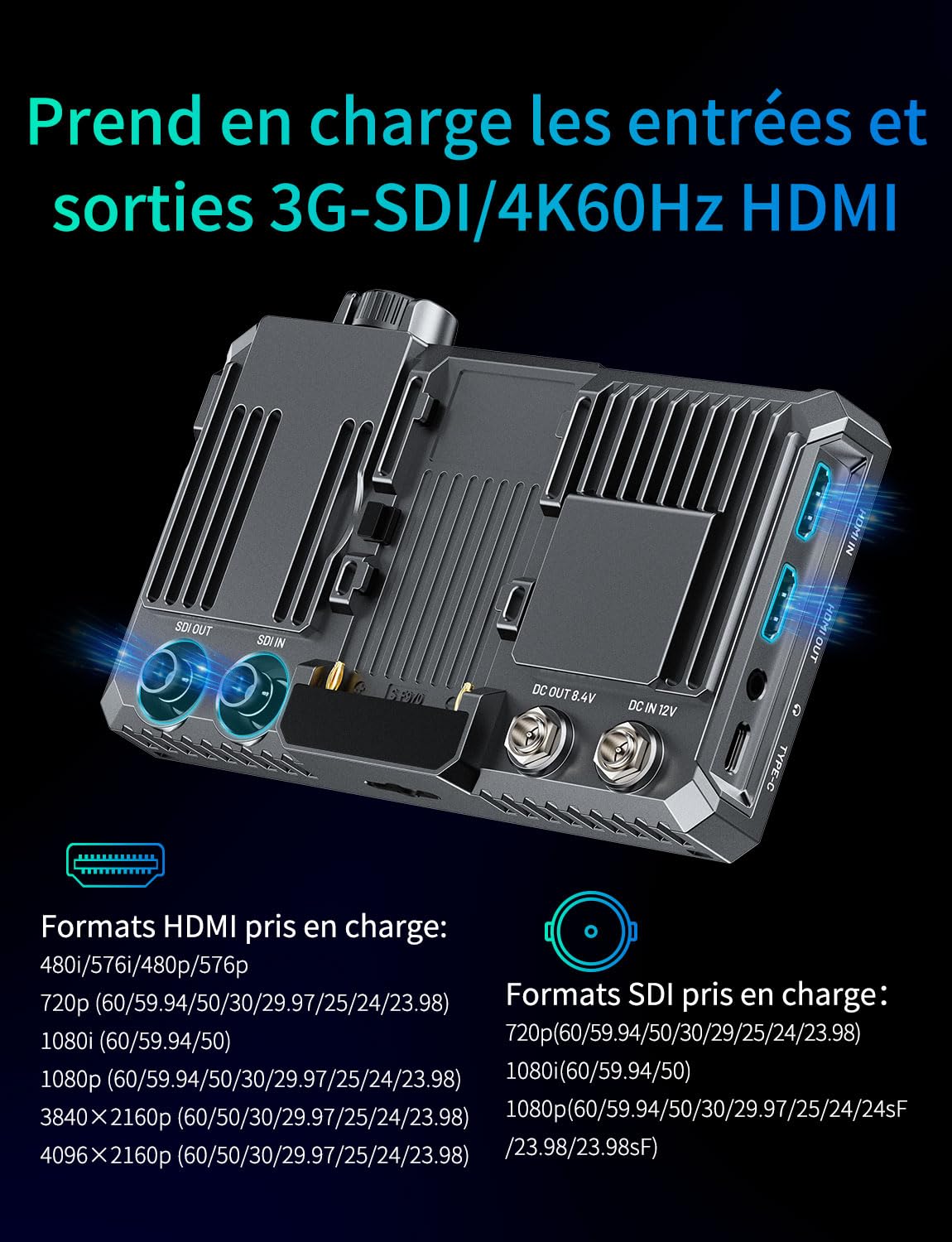 FEELWORLD SC6 3G-SDI Ecran Appareil Photo 6 Pouces Tactile 1500Nit Full HD 1920x1080 IPS Moniteur Camera avec 4K 60Hz 3D LUT HDR,Boîtier en Aluminium,Inclut Batterie F750 4400mAh et Sac