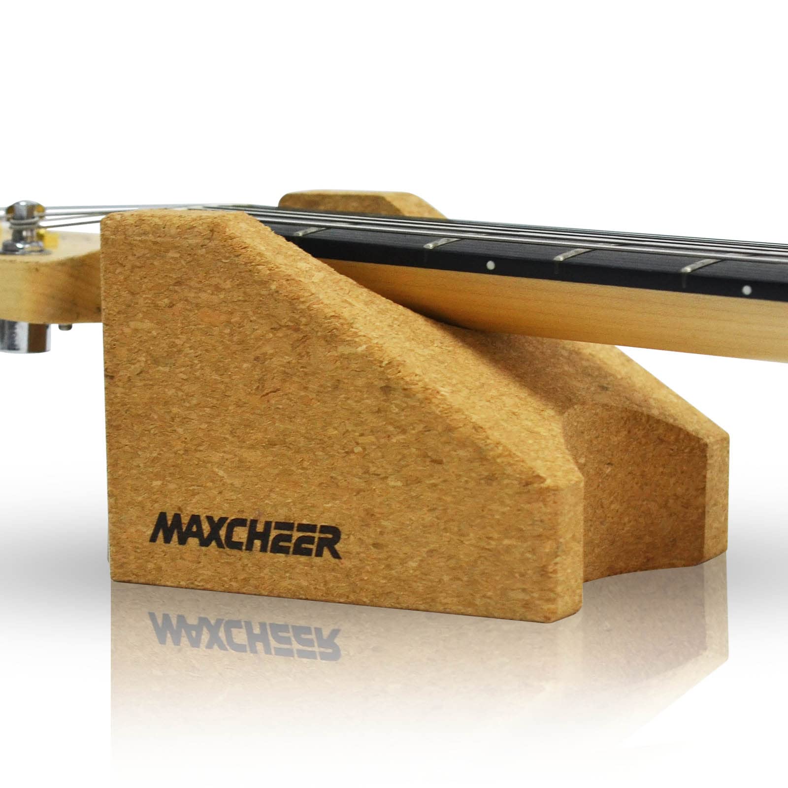 MAXCHEER Guitar Neck Rest, Brown Cork Guitar Neck Cradle Support Pillow, Suitable for Acoustic, Electric Guitars, Ukuleles, Violins, Banjos, Bass, Mandolin