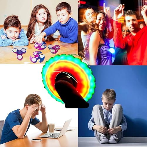 Miniatura 7 de Juguetes giratorios chapados en metal, 5 piezas, con formas frescas y luz LED, terapia relajante para niños y adultos, alivio del estrés y juguetes