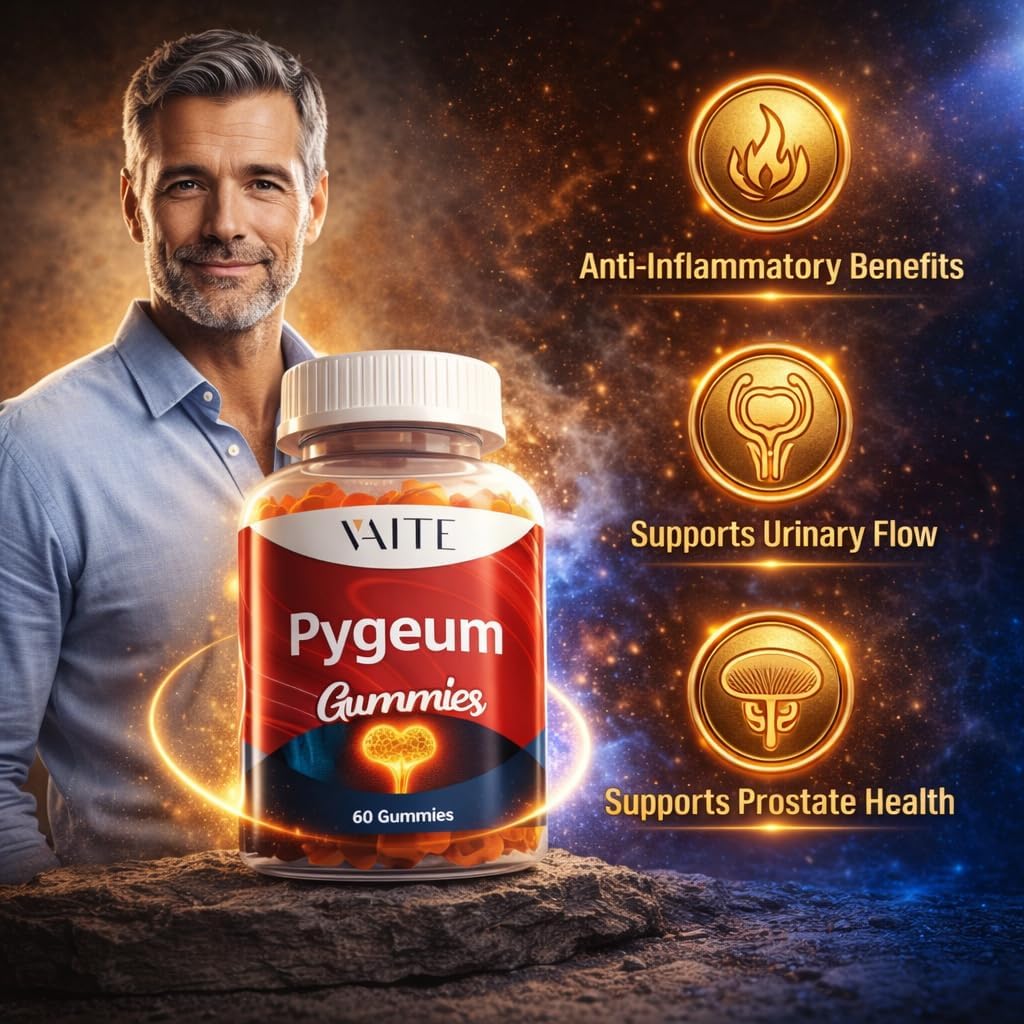 VAITE Pygeum Supplement Gummies 500mg - Vegan Chewables with Africanum Bark Extract, Plant-Based Supplements for Male, Non-GMO Gluten-Free, Sugar-Free, Gelatin-Free, 60 Chews Gummy