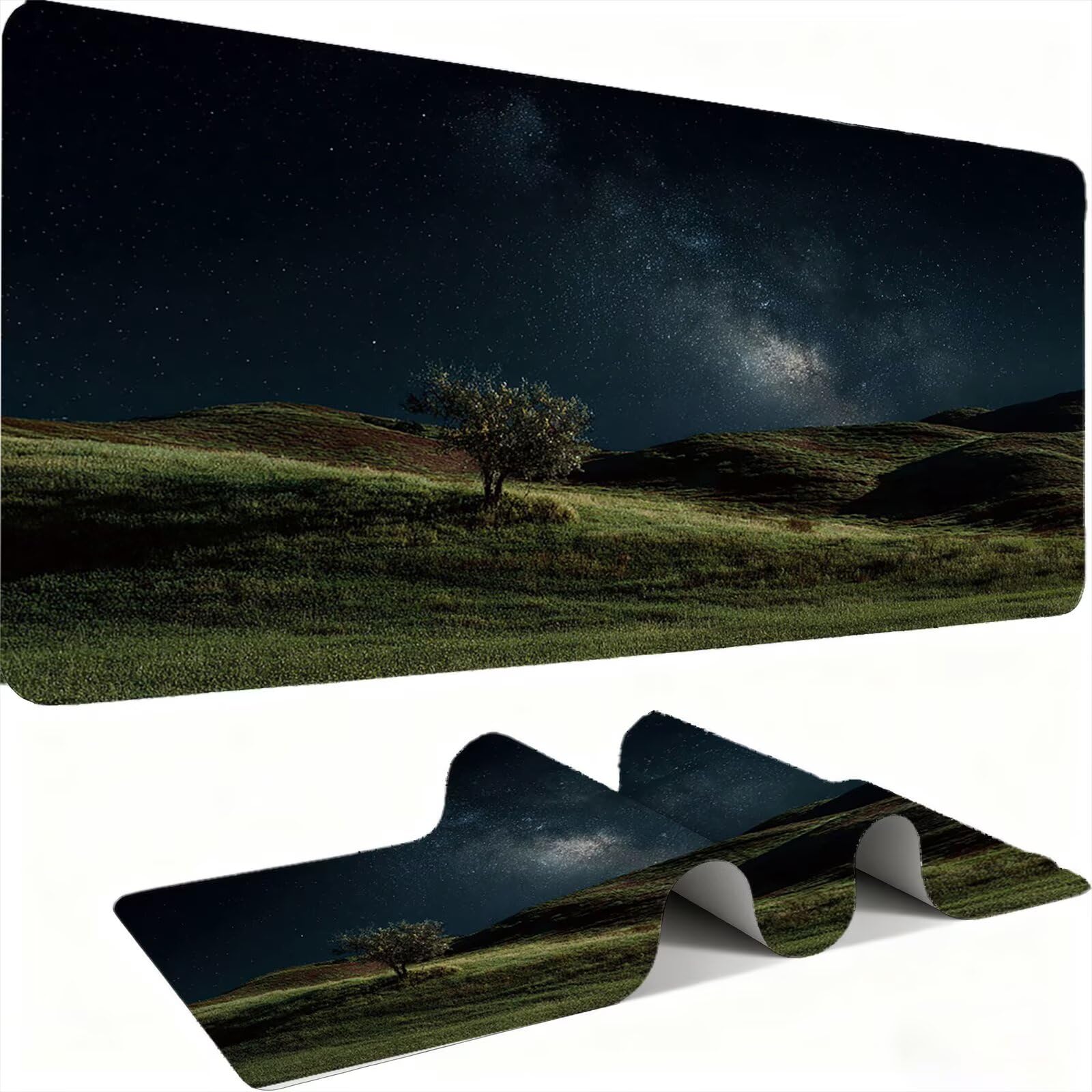 Podkładka pod mysz gwiaździste niebo/drzewo XXL 1200 x 600 mm duża podkładka pod mysz szyte krawędzie wodoodporna antypoślizgowa duże rozszerzone akcesoria biurowe do komputera, przenośny poprawia