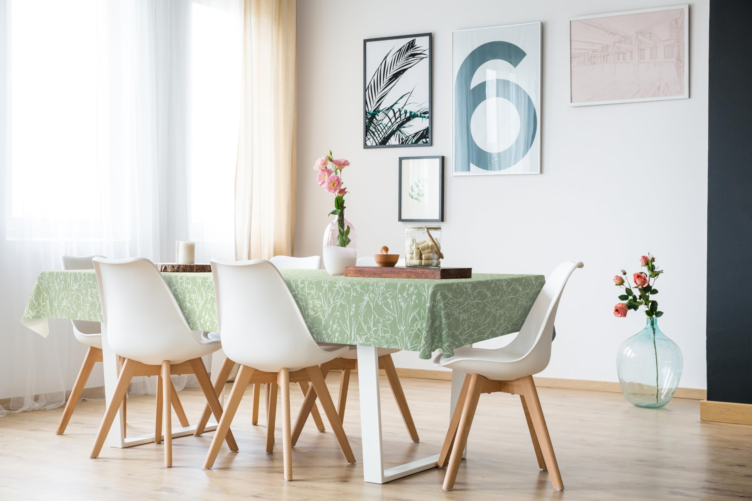 d-c-fix Mantel de Mesa Rectangular de Hule Freshfield Verd 150 x 220 cm | impermeable, antimanchas, estilo vintage para cocina, comedor y jardín – apto para contacto con alimentos