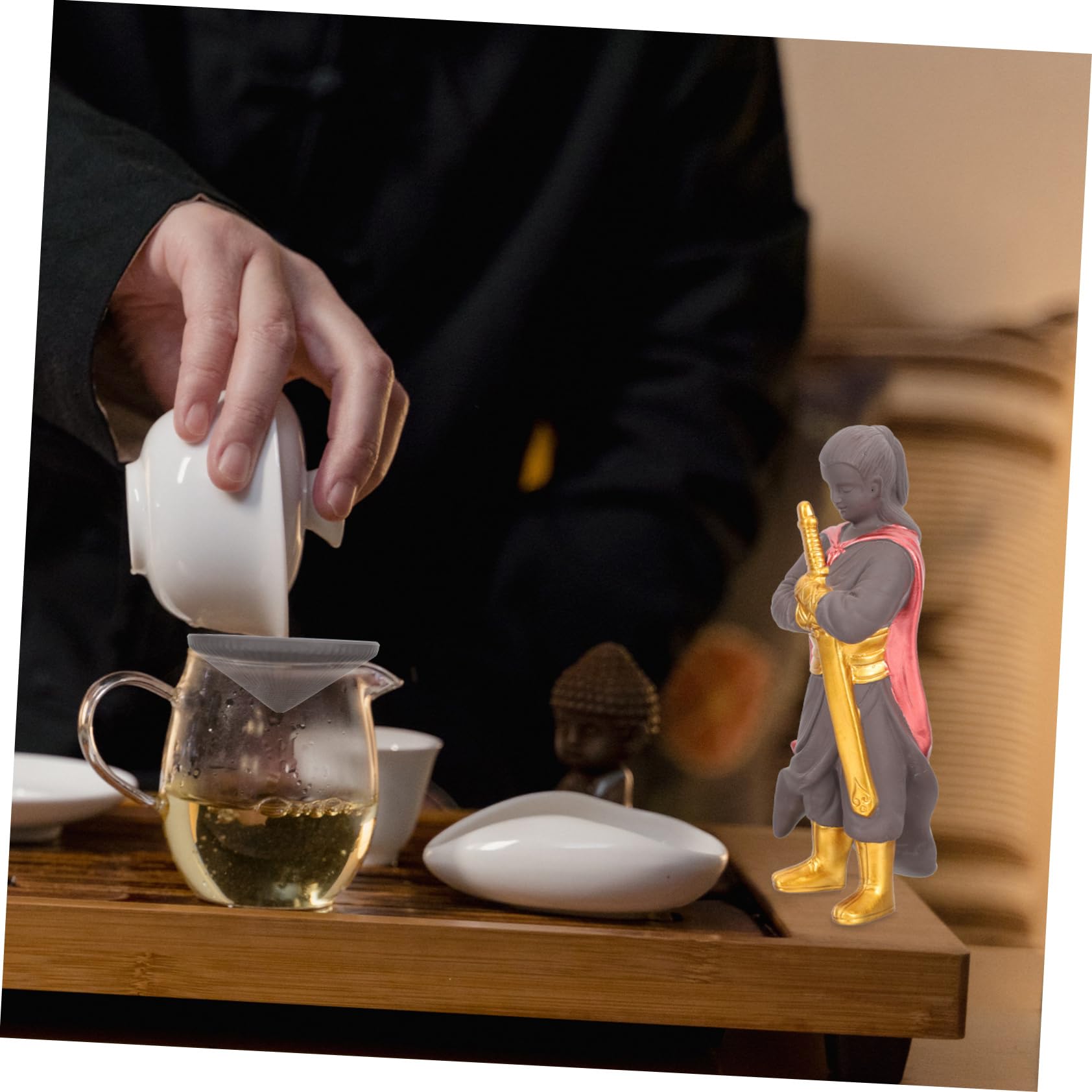 ORFOFE Infusor de Té Decorativo de Cerámica para Ceremonia Kung Fu | Acabado Creativo y Sencillo, Artesanía Fina, Pieza para Inauguración del Hogar