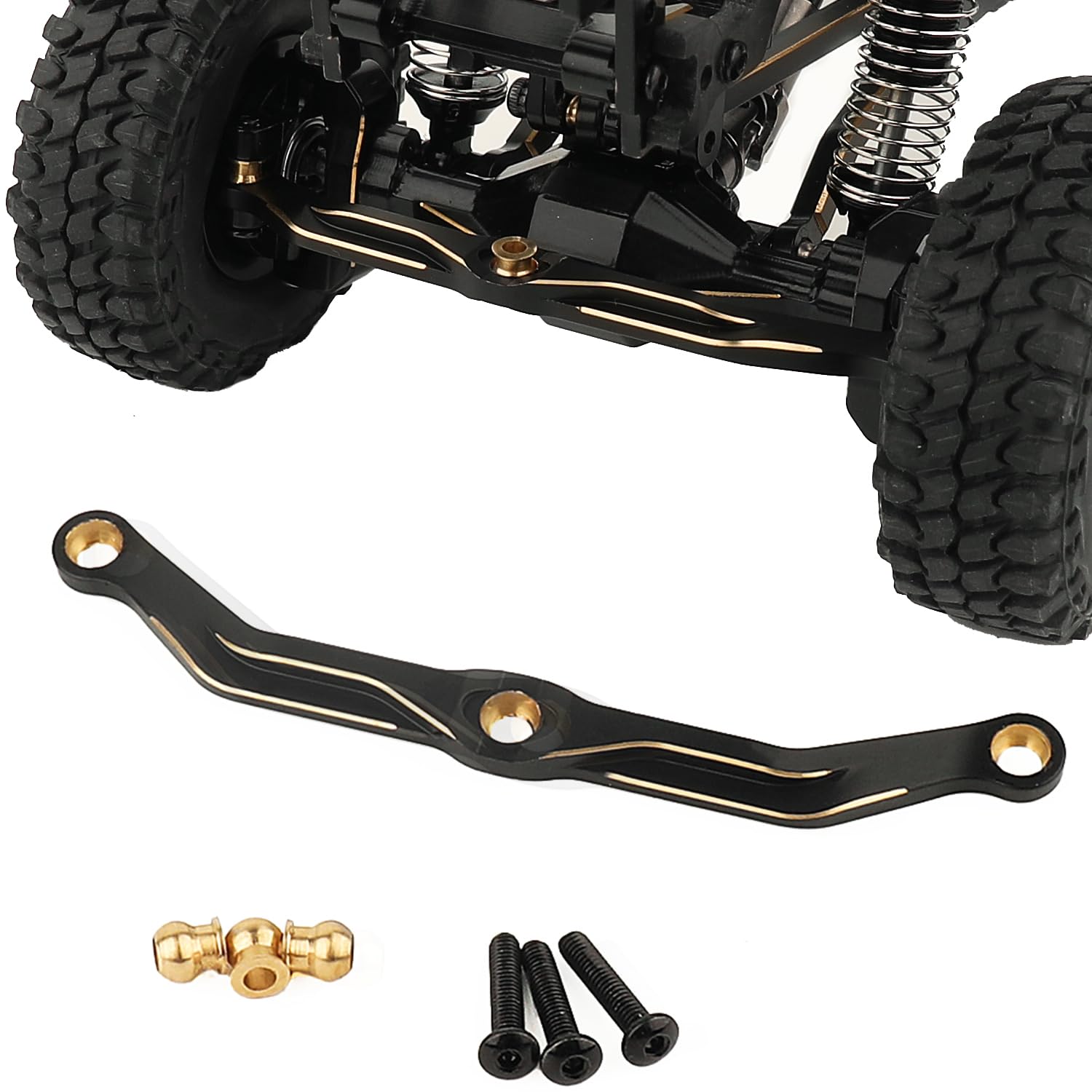 TRX4M Full Clearance Black Brass Steering Link Upgrade Parts for TRX-4M 1/18 RC Crawler Car, Total Weight 0.49oz (Steering Link)