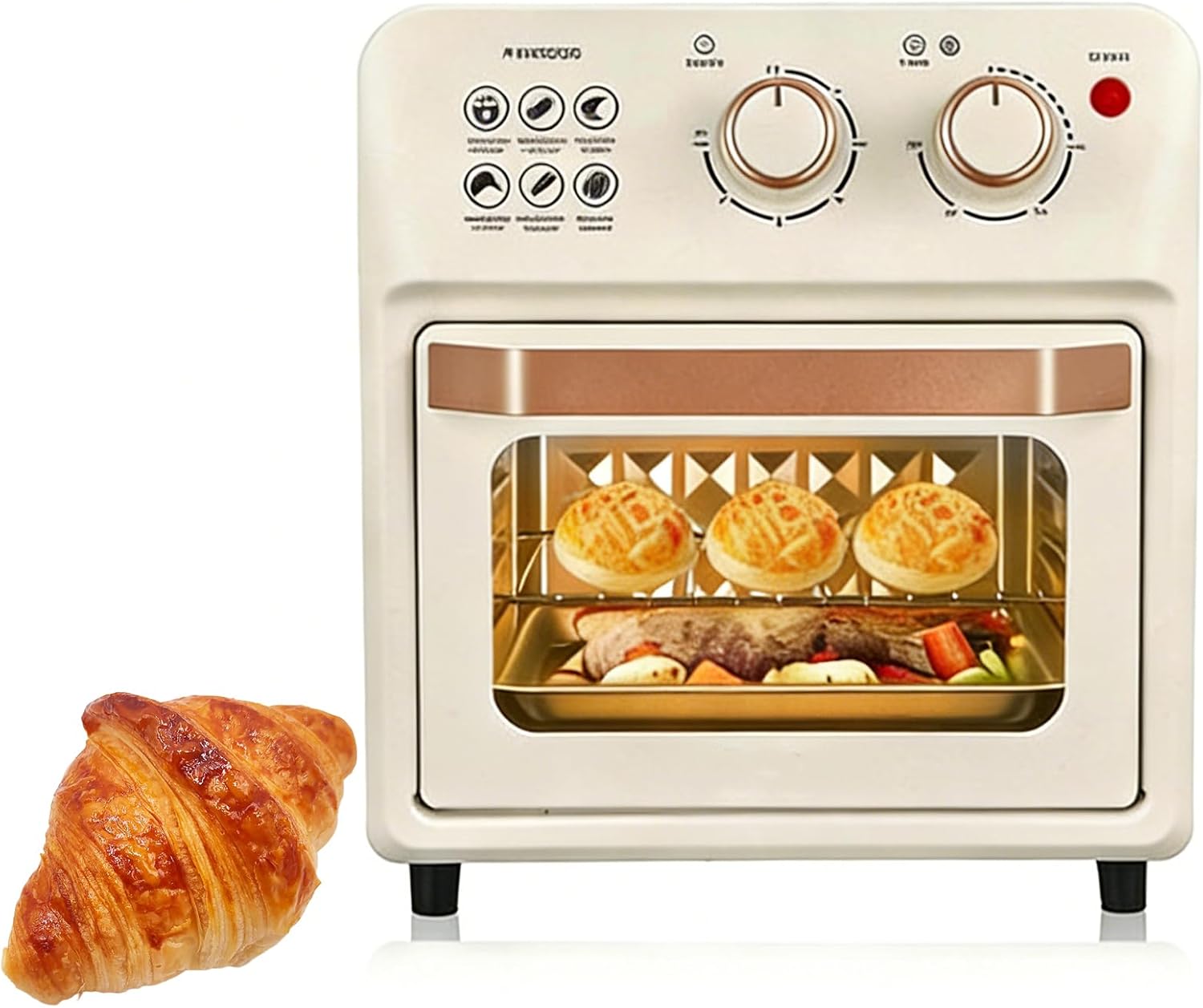 14L Air Fryer Oven with Visible Window – Compact Multifunctional Electric Oven, Automatic Smart Cooking for Baking, Roasting white