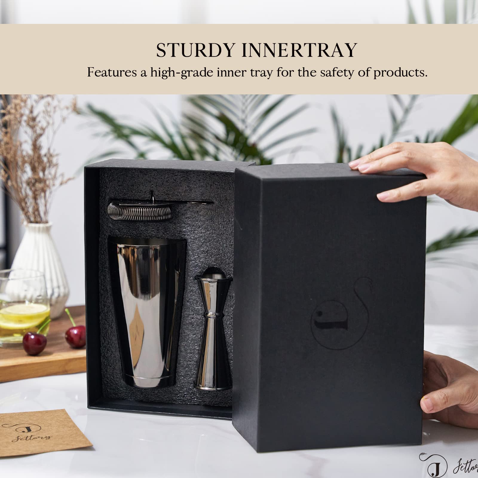 Kit Shaker à Cocktail Boston Twice Element - Coffret Cadeau Avec Accessoires, Livre De Recettes Et Pochette Pour Débutants Et Pros