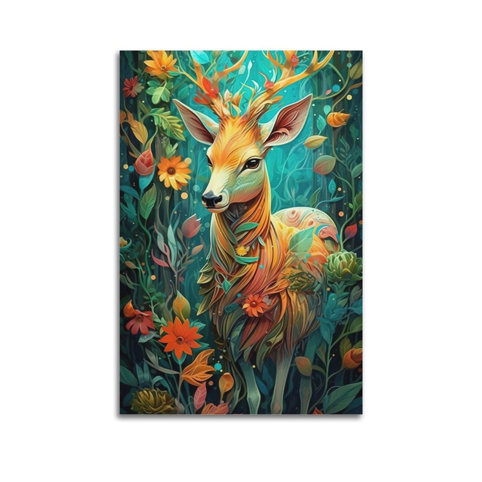 HUIYHB Animal Poster Deer in The Woods Poster Decorative Painting Canvas Wall Posters And Art Picture Print Modern Family Bedroom Decor Posters 24x36inch(60x90cm)