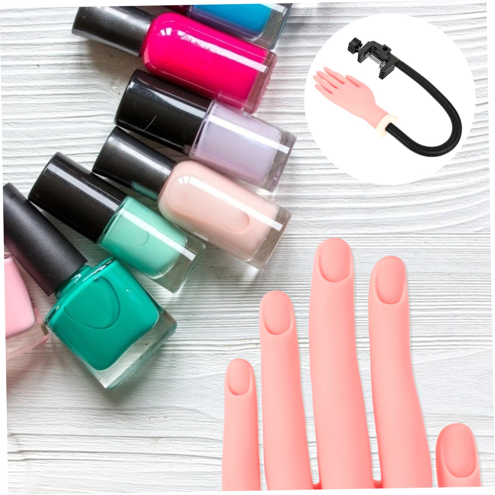 COLLBATH Modelo de Mano de Plástico para Practicar Uñas Diseño Flexible, Adecuado para Entrenamiento de Manicura y Arte de Uñas Profesional
