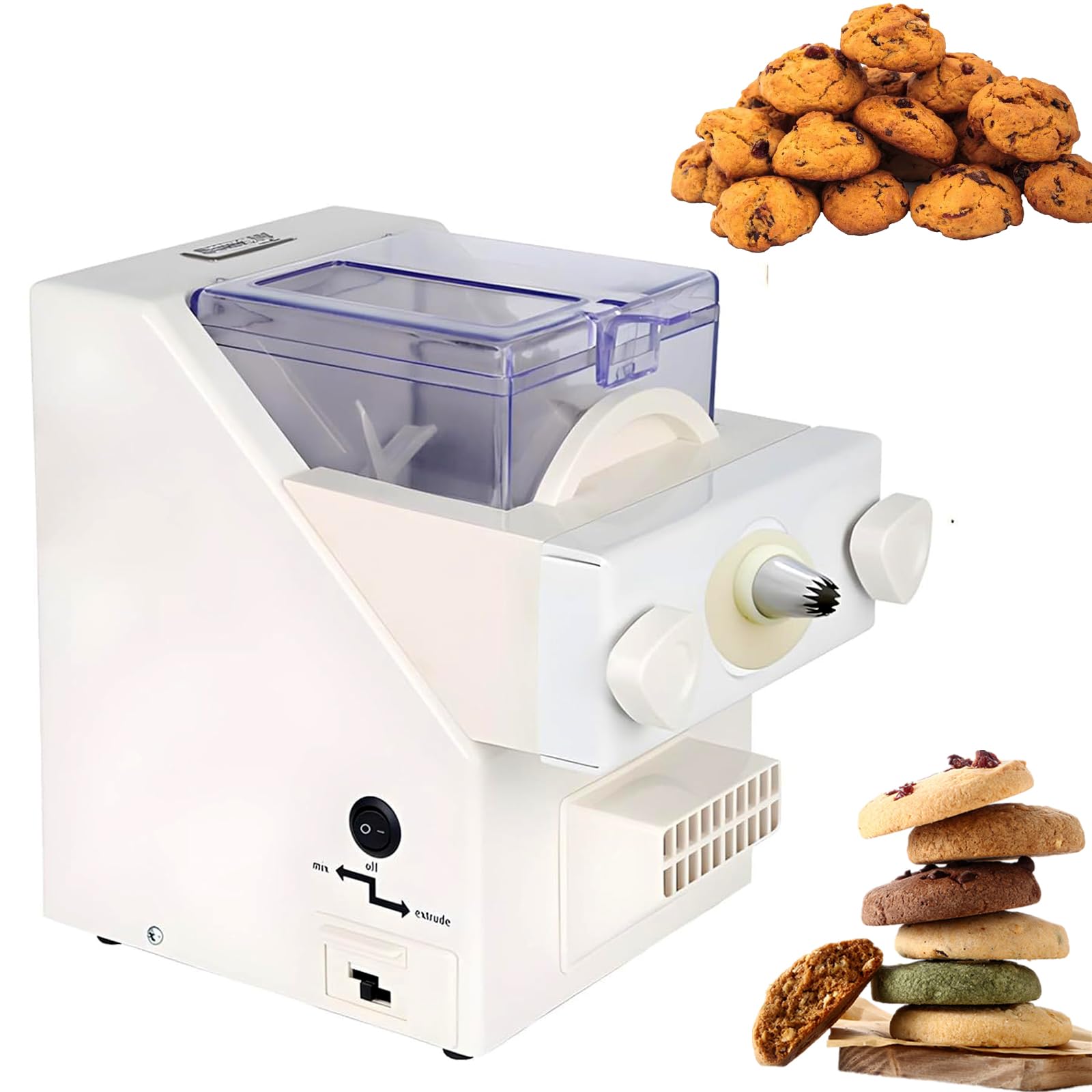 Macchina automatica per la produzione di biscotti, 180 W, 8 diversi ugelli, 6 stampi, 50-60 giri/min, per biscotti fai da te, pasticceria, cucina