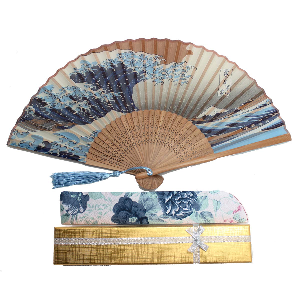 Boshiho Folding Fan & Fan Pouch for Women, Rayon, Dance Fan, Beautiful, Floral Pattern, Butterfly Pattern, Cherry Blossom Pattern, Stylish, Japanese-Style Accessory, Elegant, Vibrant : Clothing, Shoes