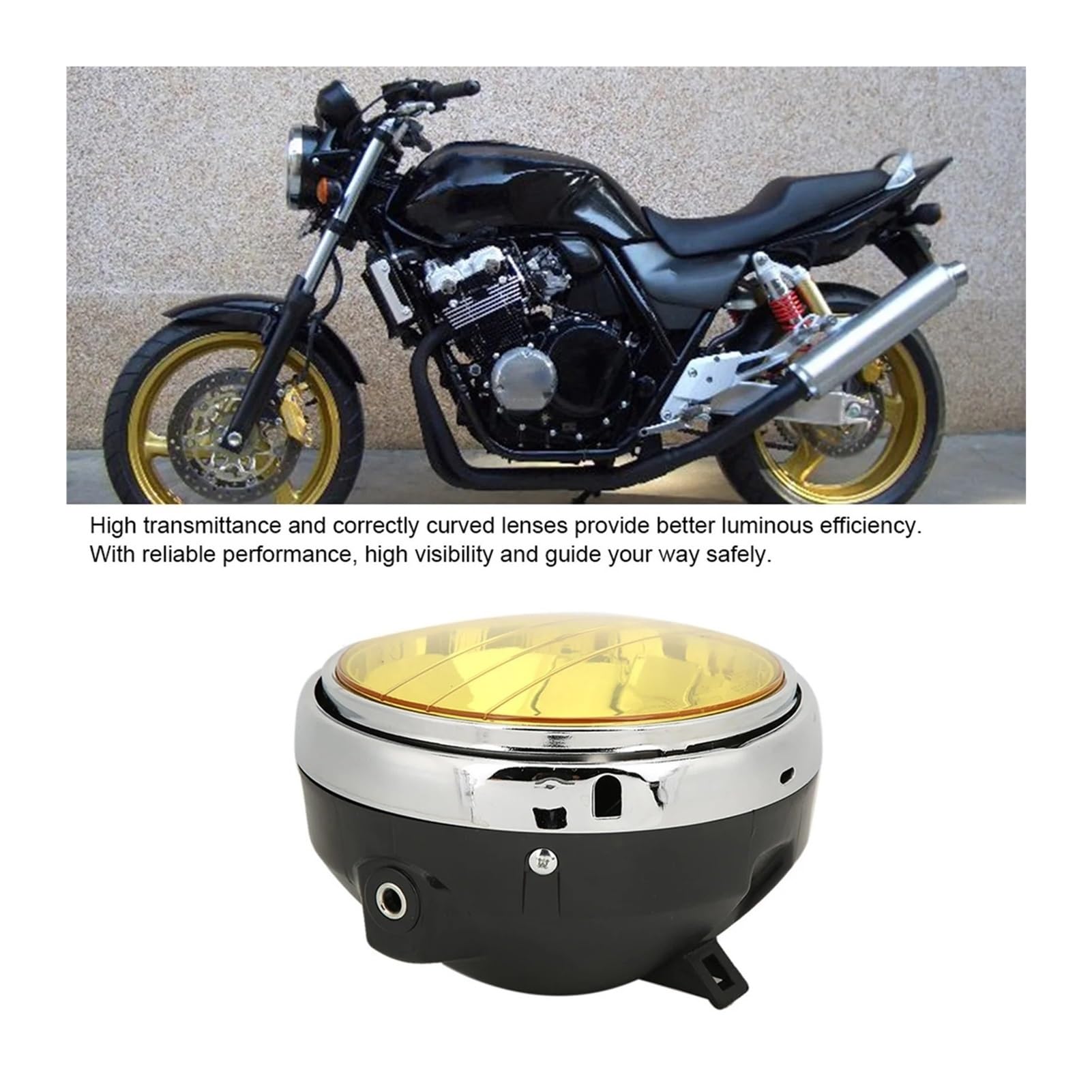 Phare Universel Moto Pour CB400 Pour Hornet 250 Pour VTEC Moto Rétro Phare Modification Avant(B)