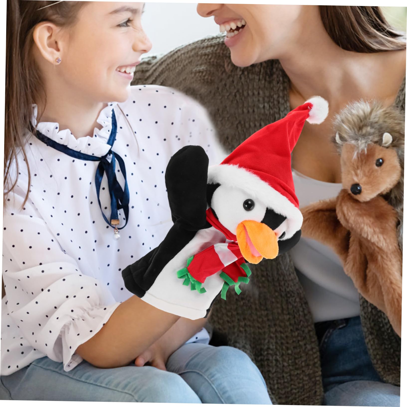 FRCOLOR 3 Piezas Marionetas de Dedo Pingüino de Peluche para Muñecos Interactivos de Mano con Diseño Navideño Juguetes Animales para Narración Festiva