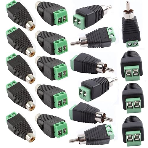 Phono RCA Tornillos Macho Hembra Enchufe a AV Tornillo Terminal Audio/Video Conector Adaptador (10 Macho + 10 Conector Hembra) disponible en Yaxa Guatemala