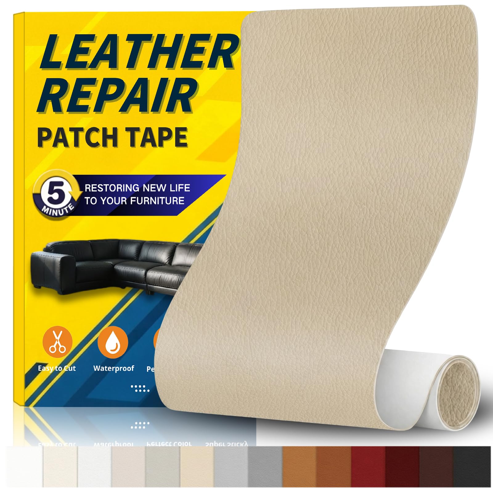 Gelaisi Leder Reparatur Set, Kunstleder Selbstklebend, Kunstleder-Reparaturset