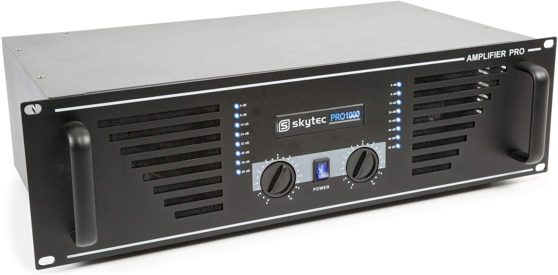 Skytec PA Speaker Amplifier Mobile DJ Disco Stereo Amp 19" Rack 1500W Black