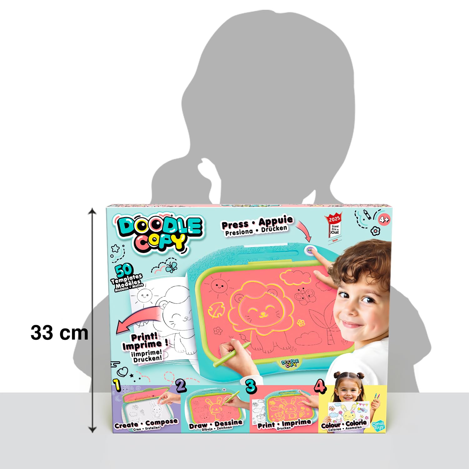 Canal Toys - Tablette Enfant Doodle Copy pour Imprimer Ses Dessins - Compose, Dessine, Imprime et Colorie - Cadeau Enfant 4 Ans + - Loisirs Créatif- 50 Modèles - Tablette Dessin - LIT 004