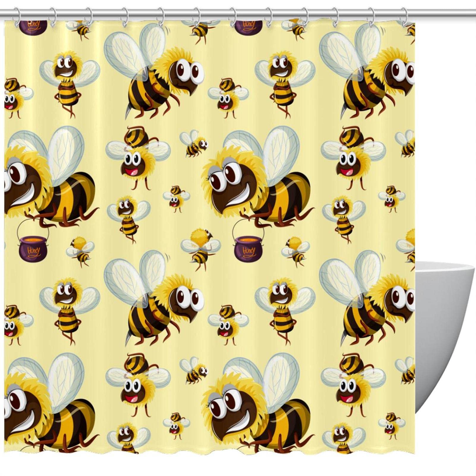 Rideau de douche motif abeille imperméable pour illuminer vos matins en salle de bain