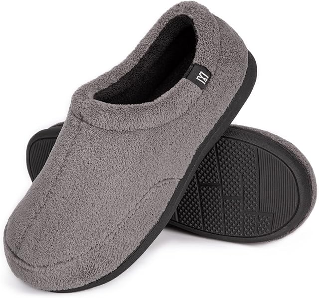 MERRIMAC Men's Classic Coral Fleece Memory Foam Slippers