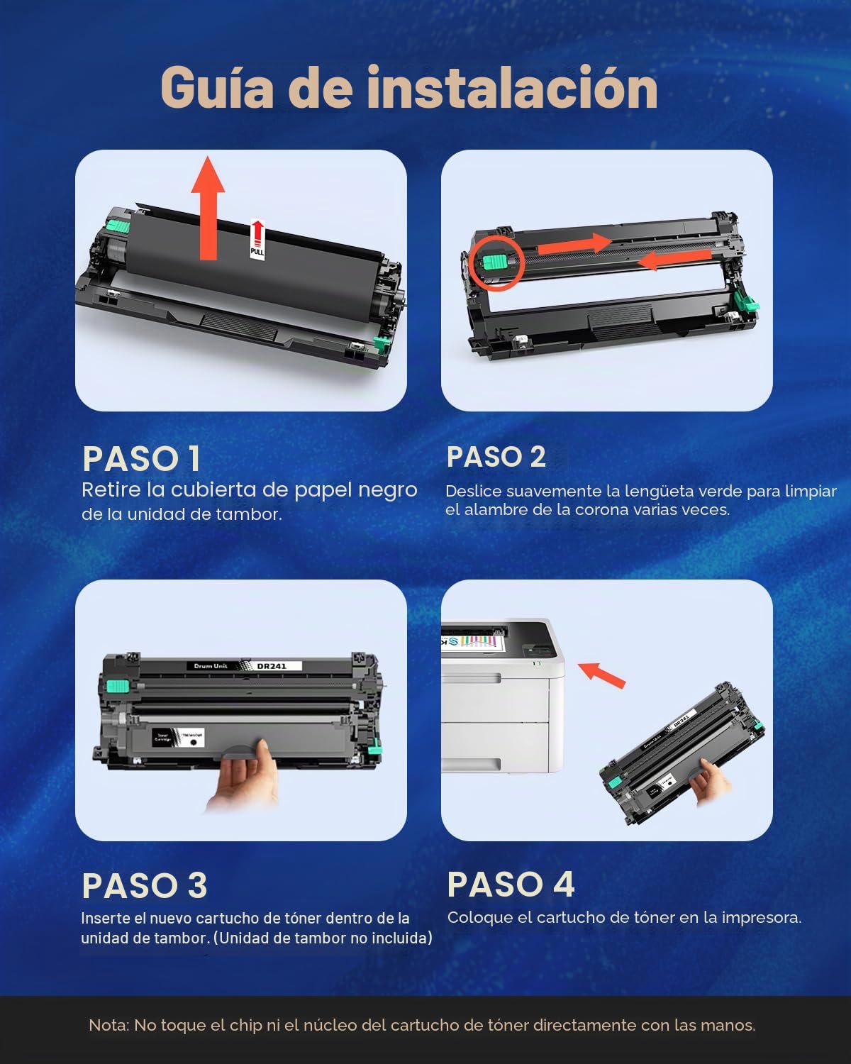 Skydo DR241CL Tambor compatible para Brother DR241 DR241 CL Unidad de batería compatible con Brother DCP-9015CDW DCP-9017CDW HL-3140CW HL-3142CW MFC-9130CW MFC-9140CDN