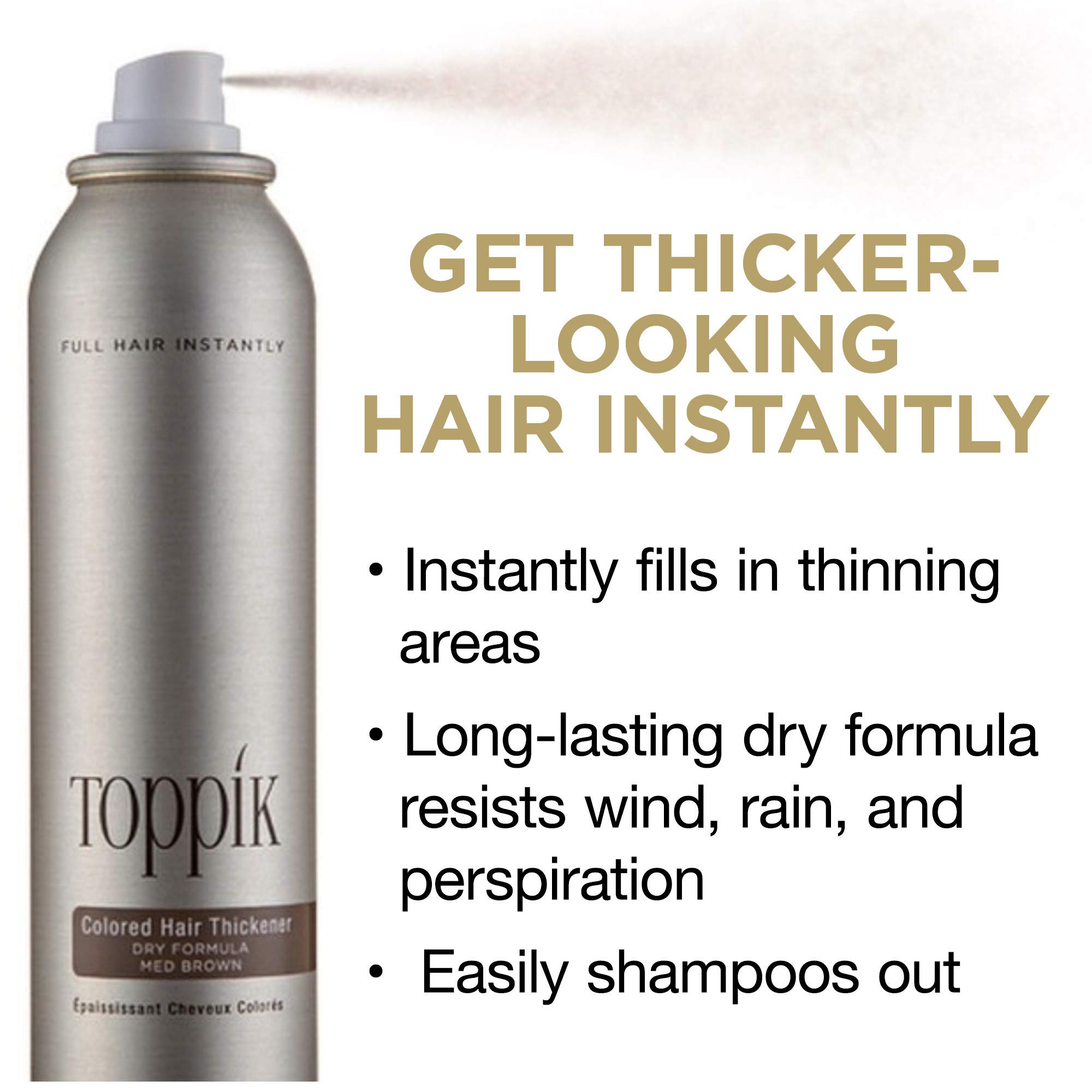 Toppik Coloured Hair Thickener Spray, Black Designed to Disguise