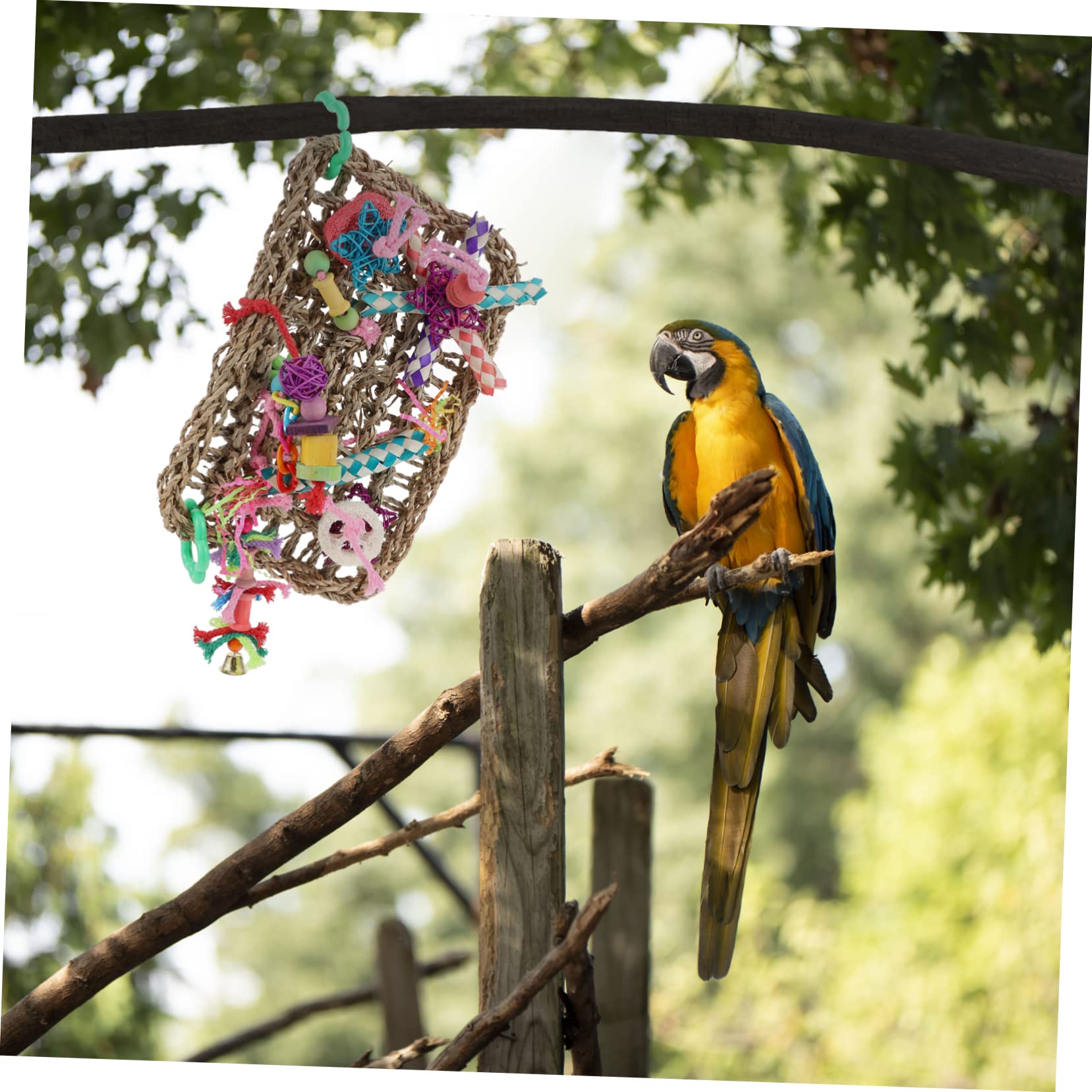 minkissy Lot De 2 Jouets À Mâcher pour Oiseaux Filet Descalade pour Oiseaux Jouets pour Cage À Perroquets Matériau en Paille Sûr Jouet De Divertissement pour Perroquets