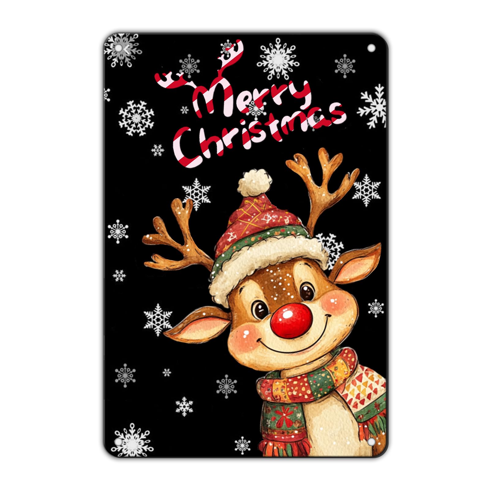 Anceky Tin Sign Vintage Christmas House Metal Sign Wall Decor for Yard Farmhouse Outdoor Garden Fence 12×16 Inch