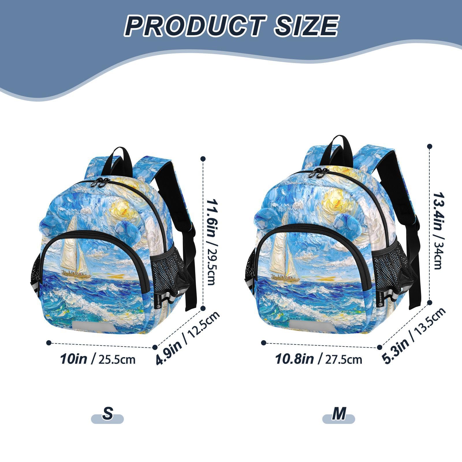 Boat Ocean Sunny Blue Toddler Harness Backpack for Boys Girls 3-6 Years Kids Backpack with Anti Lost Safety Leash Child Leash Backpack for Walking Travel Preschool