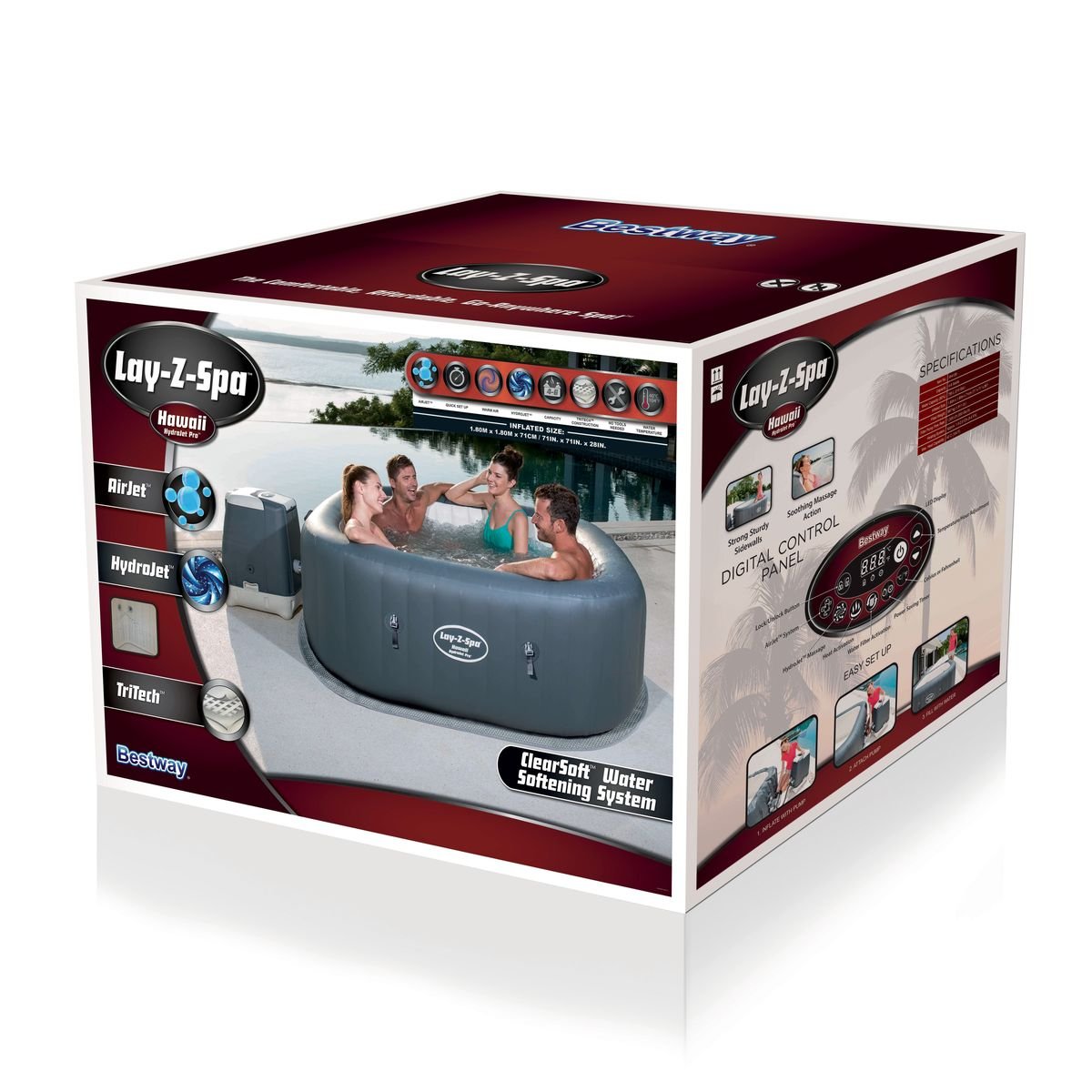 Bestway Lay-Z-Spa Hawaii HydroJet Pro Inflatable Hot Tub - 54138: Buy ...