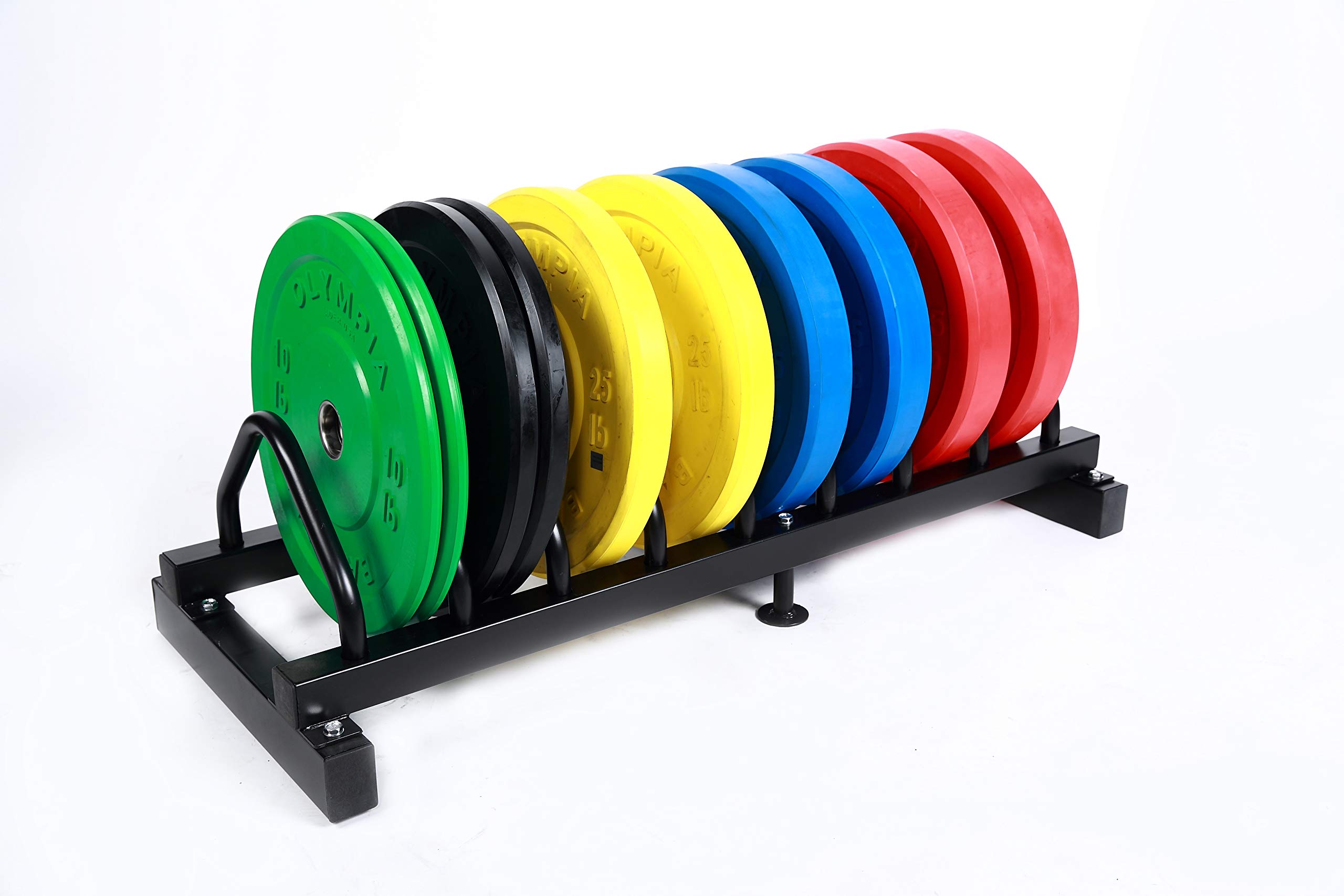 Ader Sporting Goods Solid Rubber Bumper Plates Set w/Rack- Color 5 Pairs, Total 260lb