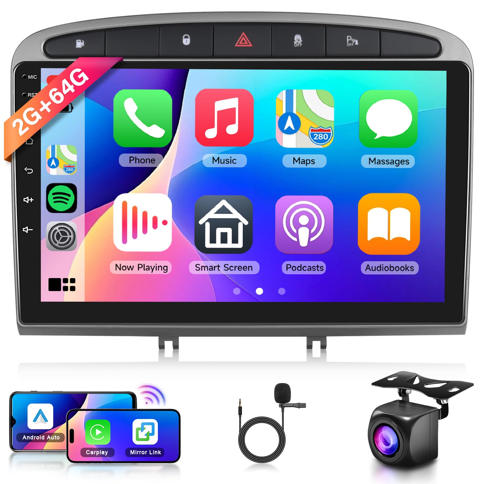 Hikity Android 13.0 7 Zoll 2Din Autoradio mit GPS Navi für Audi A3, 2