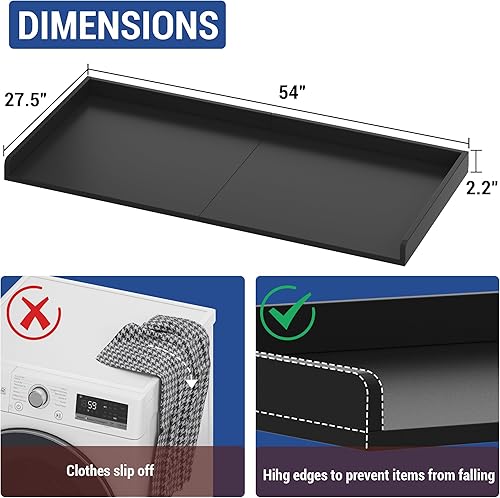 Miniatura 3 de Encimera de lavadora y secadora, 27.5 x 54 pulgadas de madera para organización de lavandería, encimera de lavandería sobre lavadora y secadora, con