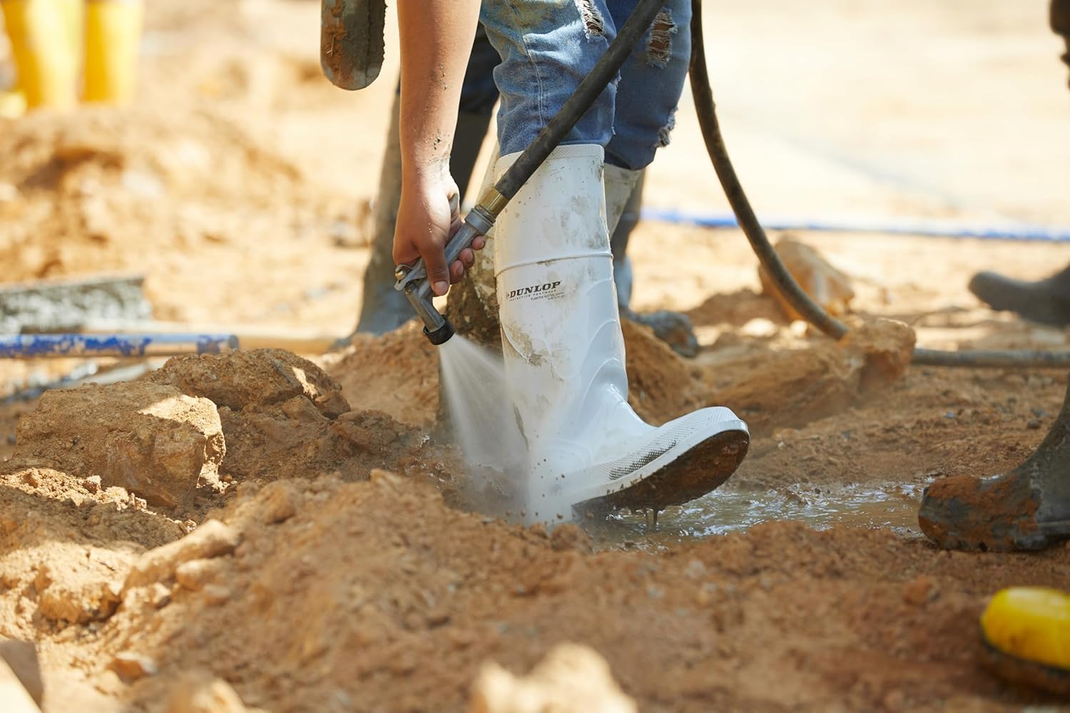 DUNLOP White PVC Steel Toe - Rubber Boots for Men & Women - PVC - Work & Concrete Boots - Steel toe - Waterproof with Tall shaft - Chemical and Slip resistant - White - Size 3-13