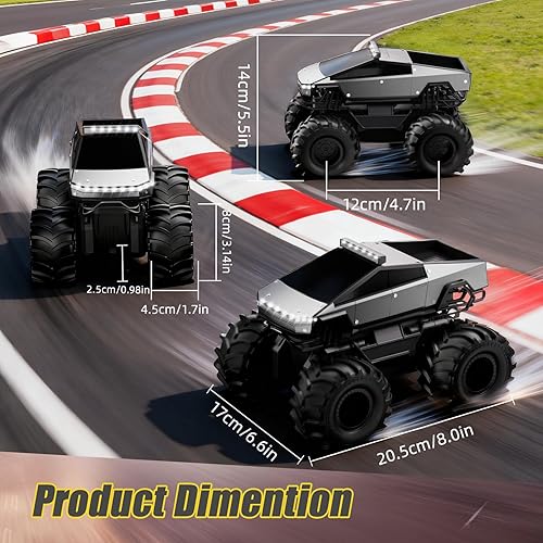 Miniatura 2 de Auto a control remoto, camioneta todoterreno, 4WD impermeable Cybertruck de juguete RC y juguetes de camión monstruo de pasatiempo a escala 116,