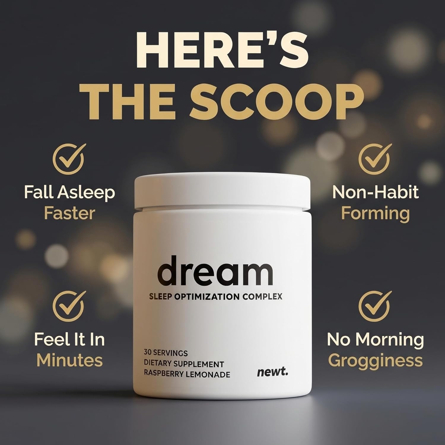 Dream Sleep Aid Powder | Magnesium L-Threonate, Apigenin & Theanine | 2400mg 7-Ingredient Non-Habit Forming and Natural Sleep Aids for Adults | Deep Sleep Super Calm & Stress Relief - 30 Day Supply