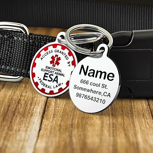 Miniatura 9 de Etiquetas de perro personalizadas grabadas para mascotas  Etiquetas de identificación de gato y perro de acero inoxidable duraderas para collar