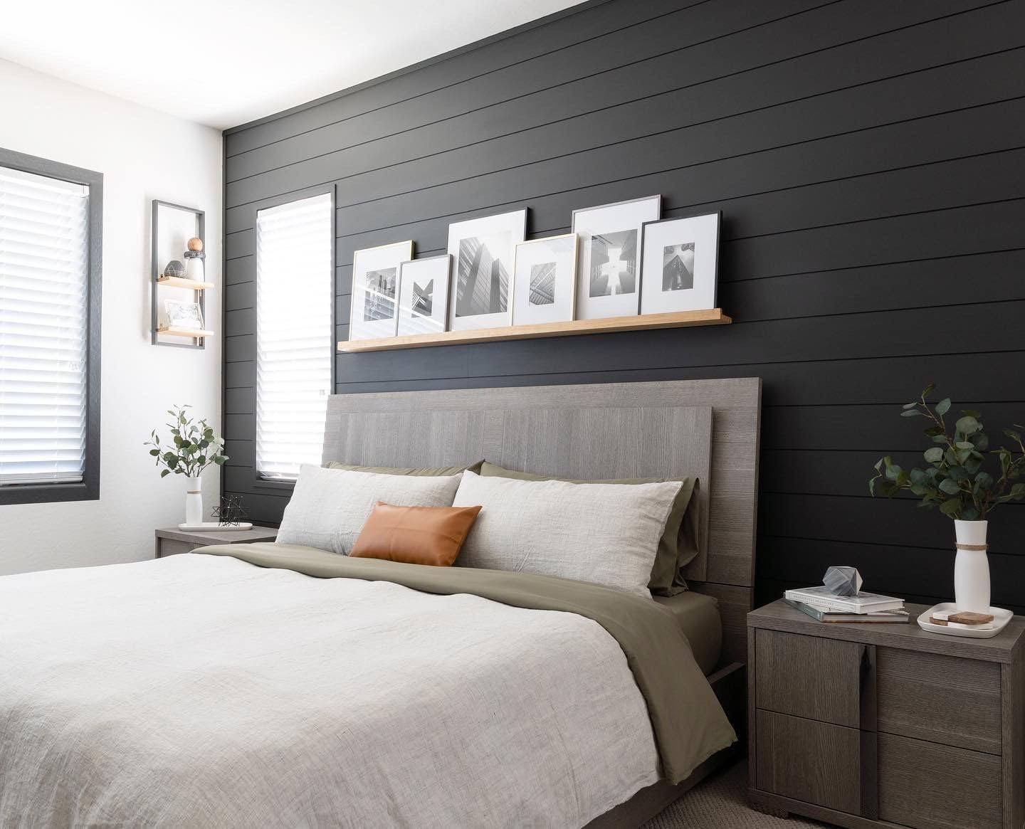 Luxdecor Real Wood Wall Planks - White Shiplap Boards 5" Peel and Stick - 10 Pieces, 12.5 Sq Ft 09-Black