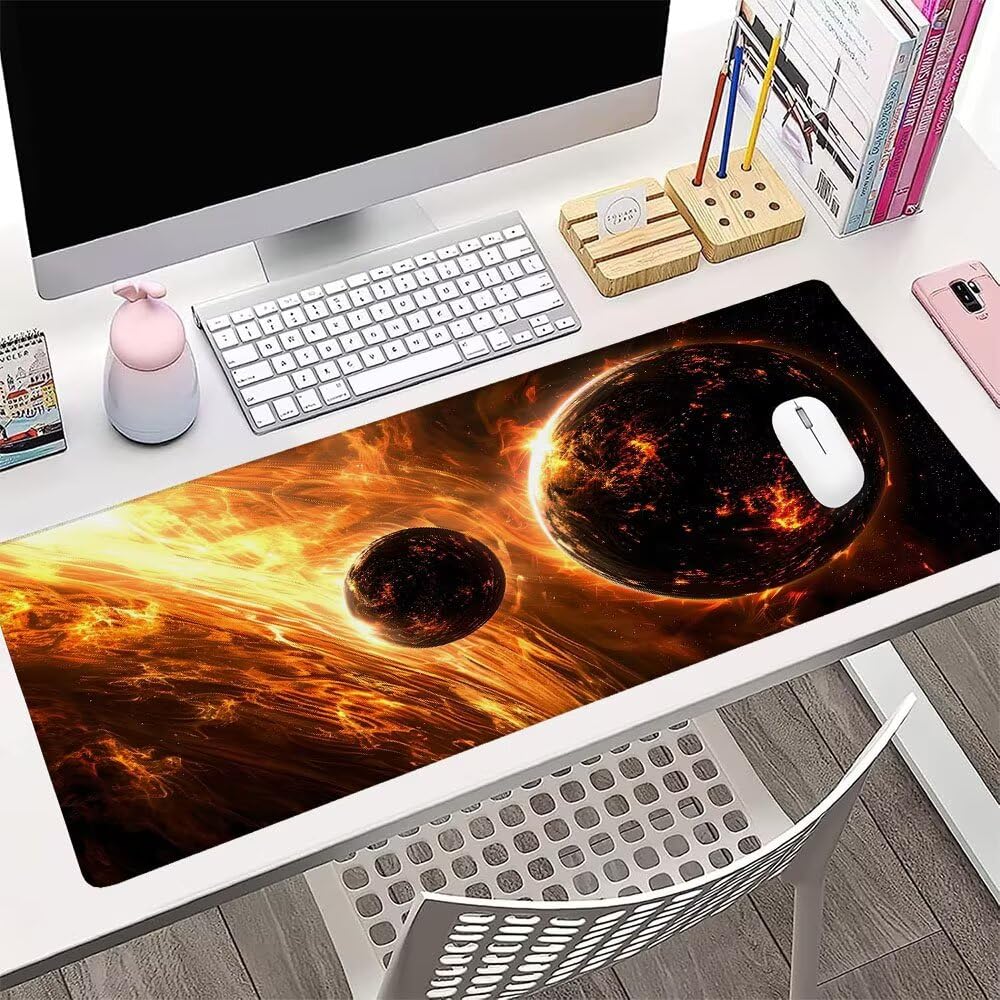 Alfombrilla de Mouse para Juegos, Nero, XXL, Antideslizante, Impermeable, Diseño de Spazio, Extendido, Grande, 1200x600x3mm, para PC, Laptop, Ufficio, Famiglia d-466