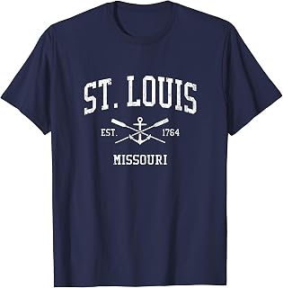 St. Louis MO Vintage Crossed Oars & Boat Anchor Sports T-Shirt