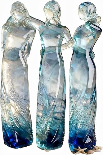 Figura de la amistad de hermanas estilo cristal de mar, escultura de resina para abrazar, regalo único de mujer para cumpleaños, graduación,