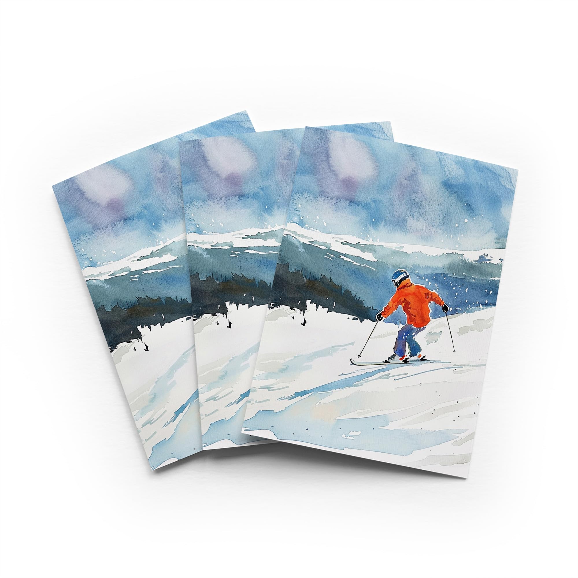 Winter Ski Alps Greeting Card Snow Sport Any Occasion Set of 3 Blank Inside 5x7 Inch 13x18 cm