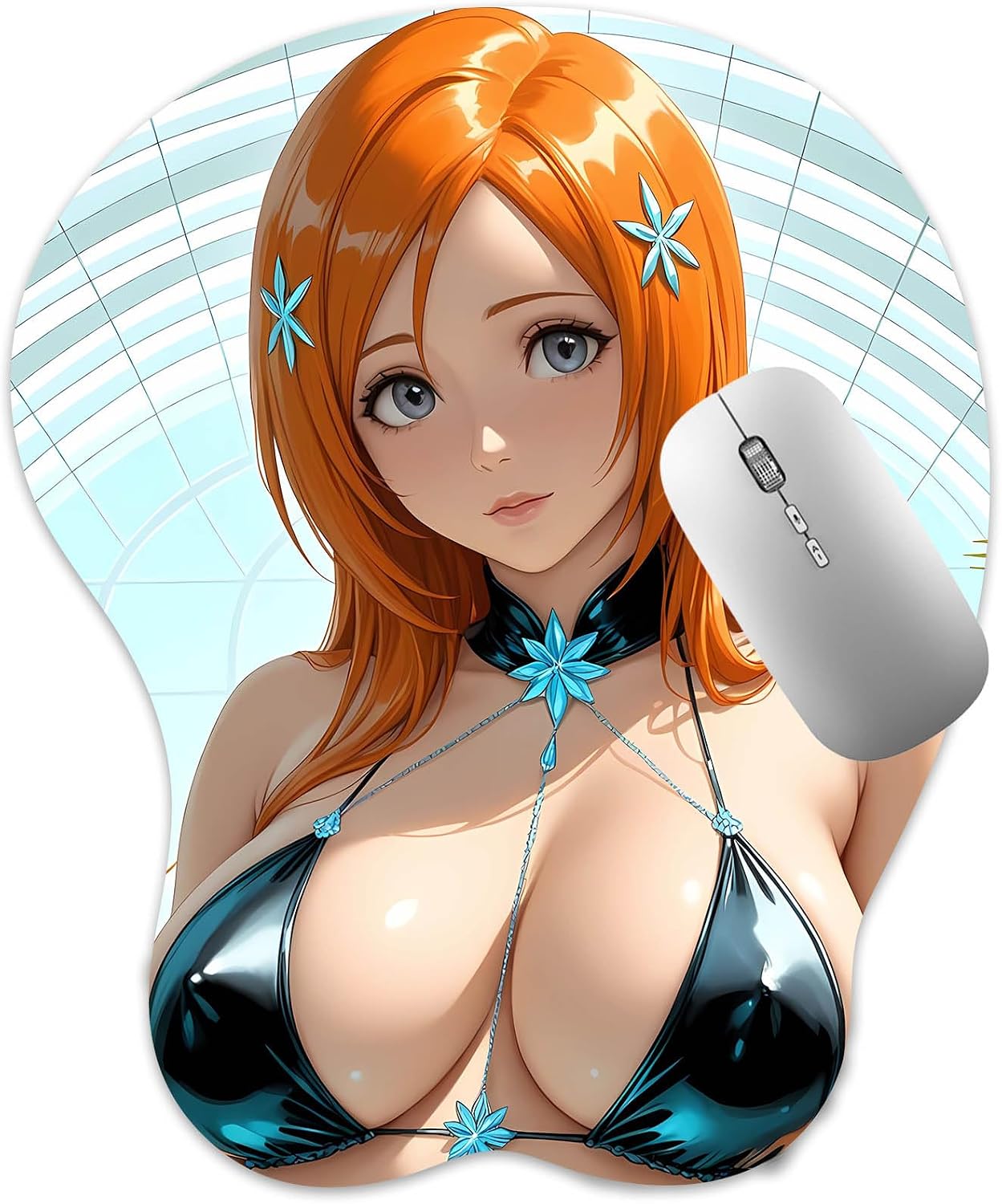 3D Mouse Pad, Oppai Mousepad with Soft Gel Wrist Rest Anime Manga Gaming Boob pad Anti-Slip Mouse Mat, Inou